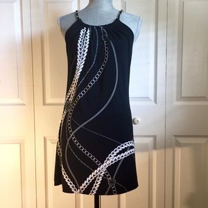WHBM Chain Link Pattern Black Dress Size Small